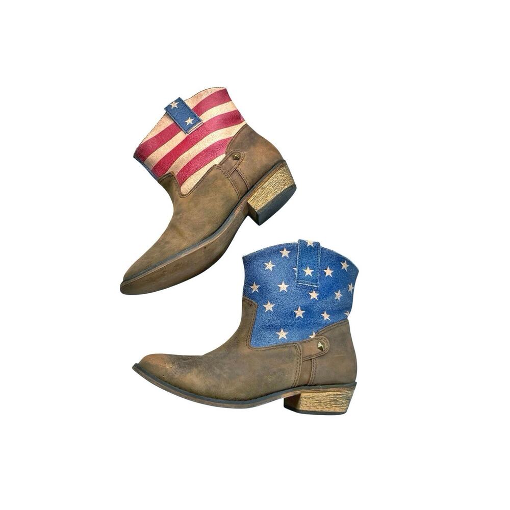 Santa Fe Boot Co Stars & Stripes Western Ankle Booties | Stagecoach Cowgirl EUC